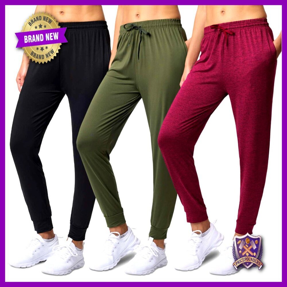 3 Pack Dry-Fit Active Joggers Lounge Pants Plus Size Drawstring